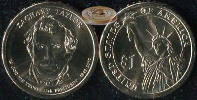 США. 1 доллар. 2009.P (Unc) Закари Тейлор