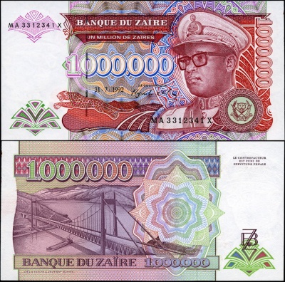 Заир. 1000000 заиров (Unc) 1992