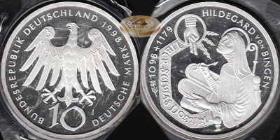 Германия (ФРГ). 10 марок. 1998 J (Proof. Серебро)