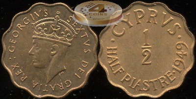Кипр. 1/2 пиастра. 1949 (Unc)