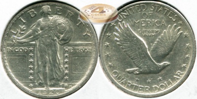 США. 25 центов (Квотер). 1920 (aUnc. Серебро)