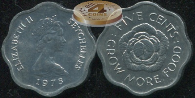 Сейшелы (Британские). 5 центов. 1975 (Unc)