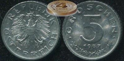 Австрия. 5 грошенов. 1987 (Unc)