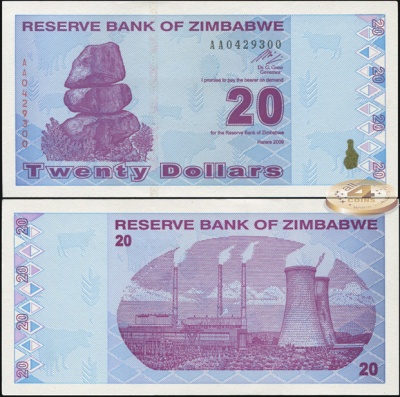 Зимбабве. 20 долларов (Unc) 2009