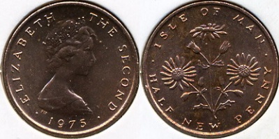 Остров Мэн. 1/2 нового пенни. 1975 (Unc)