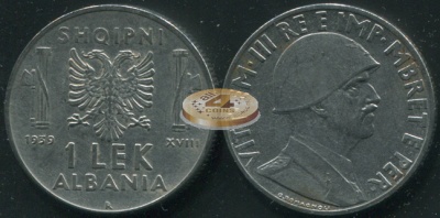 Албания. Монета 1 лек. 1939 (KM#31. Unc/aUnc)