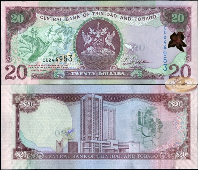 Тринидад и Тобаго. Банкнота 20 долларов. 2006(2007). Unc. Бумага. Кат.# P.49a