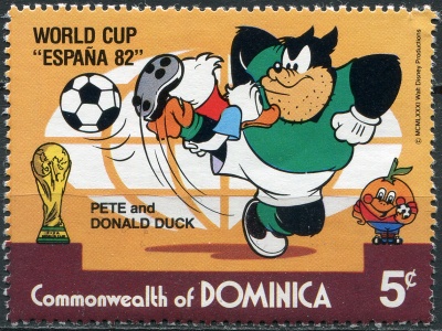 Доминика. 1982. Пит и Дональд Дак (Почтовая марка. MNH OG)
