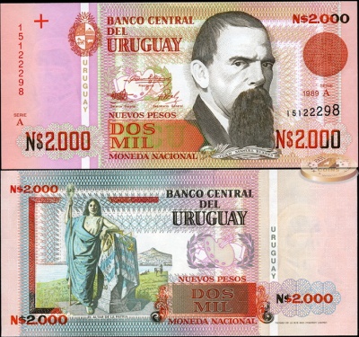 Уругвай. 2000 песо (Unc) 1989