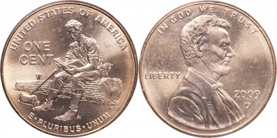 США. 1 цент. 2009.D (Unc) Lincoln Cent. Молодые годы Линкольна в Индиане