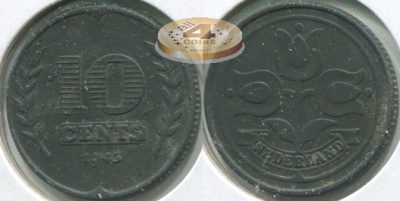 Нидерланды. 10 центов. 1943 (Unc)