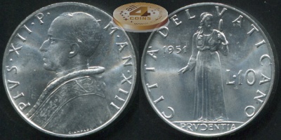 Ватикан. 10 лир. 1951 (Unc)