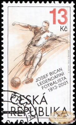 Чехия. 2013. 100 лет со дня рождения Йозефа Бицана [1913-2001], футболиста (П. марка. CTO Гашеная)