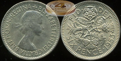 Великобритания. 6 пенсов. 1953 (Unc)