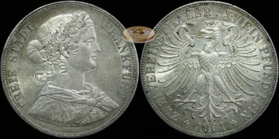 Германия (Франкфурт). 2 ферайнталера. 1861 (XF. Серебро)