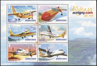 Олдерни. 2008. 40 лет авиакомпании Aurigny (Малый лист. MNH OG)
