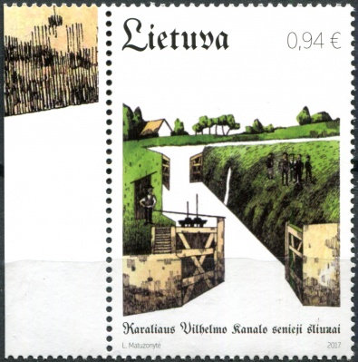 Литва. 2017. Старые шлюзы на канале короля Вильгельма (Почтовая марка. MNH OG)