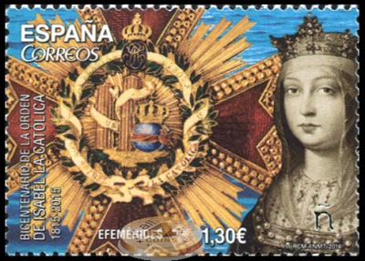 Испания. 2016. 200 лет Ордену Изабеллы Католической (Почтовая марка. MNH OG)