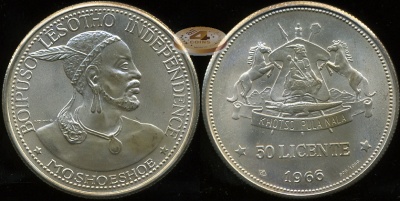 Лесото. 50 лисенте. 1966 (Unc. Серебро)