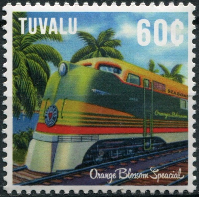 Тувалу. 2013. Поезд класса люкс "Orange Blossom Special" (Почтовая марка. MNH OG)