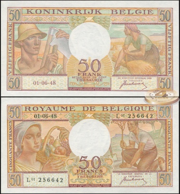 Бельгия. 50 франков (Unc) 1948