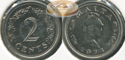 Мальта. 2 цента. 1972 (Unc)