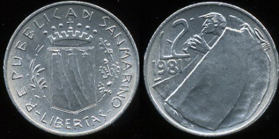 Сан-Марино. 2 лиры. 1981 (Unc)