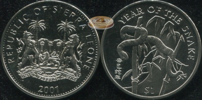 Сьерра Леоне. 1 доллар. 2001 (Unc)