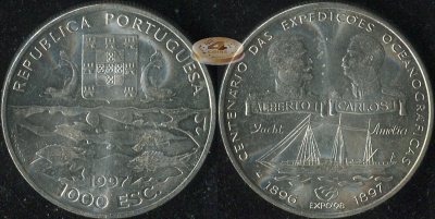 Португалия. 1000 эскудо. 1997 (Unc. Серебро)