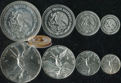 Мексика. Набор №9 (4 монеты. Серебро. Unc) 2002