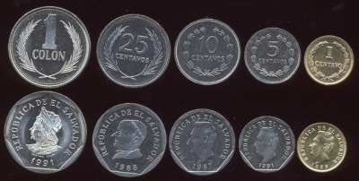 Сальвадор. Набор №1 (5 монет) 1987-91