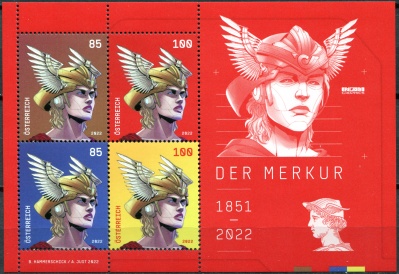 Австрия. 2022. Меркурий (Почтовый блок. MNH OG)