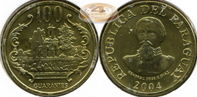 Парагвай. 100 гуарани. 2004 (Unc)
