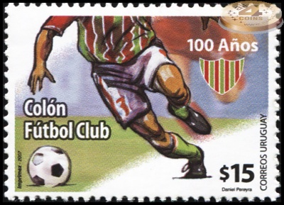 Уругвай. 2007. 100 лет футбольному клубу Колон (Почтовая марка. MNH OG)