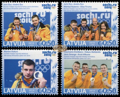 Латвия. 2014. Медалисты Зимней Олимпиады в Сочи (Серия. MNH OG)