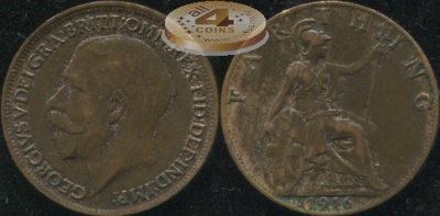 Великобритания. 1 фартинг. 1916. (aUnc)
