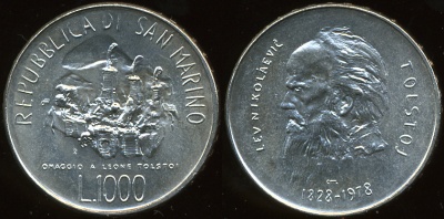 Сан-Марино. 1000 лир. 1978 (Unc. Серебро)