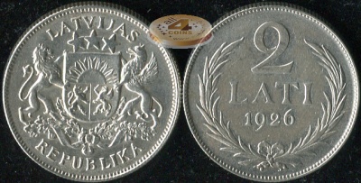Латвия. 2 лата. 1926 (XF/XF+. Серебро)
