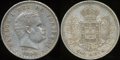 Португалия. 500 рейс. 1896 (XF. Серебро)