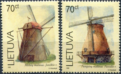 Литва. 1999. Ветряные мельницы (Серия Почтовых марок. MNH OG)