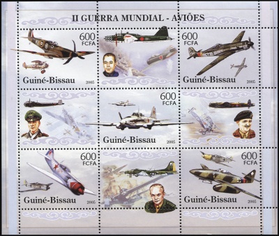 Гвинея-Биссау. 2005. Военная авиация Второй Мировой войны (М.Лист. MNH OG)