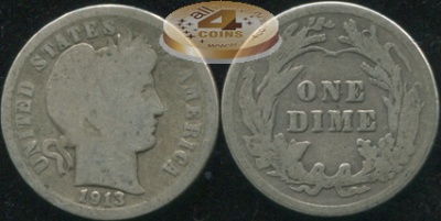 США. 10 центов (Дайм). 1913 (G. Серебро)