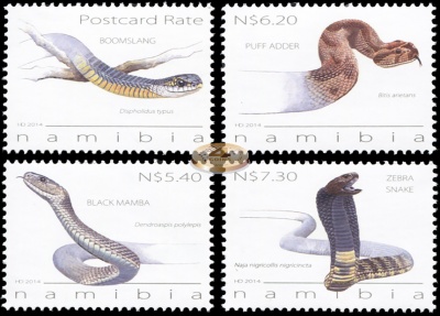 Намибия. 2014. Ядовитые змеи Намибии (Серия. MNH OG)
