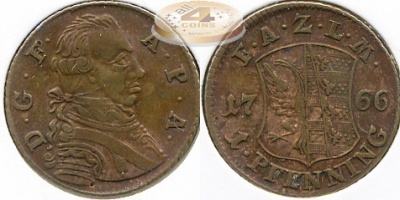 Германия (Анхальт-Цербст). 1 пфенниг. 1766 (XF)