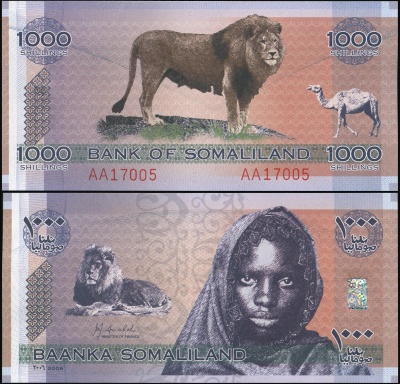 Сомалиленд. Банкнота 1000 шиллингов. 2006. Unc. Бумага. Кат# P.CS1a
