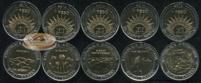 Аргентина. Набор №4 (5 монет. 5 биметаллов) 2010