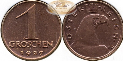 Австрия. 1 грошен. 1927 (Unc)