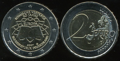 Германия. 2 евро. 2007.G (Unc. Биметалл)