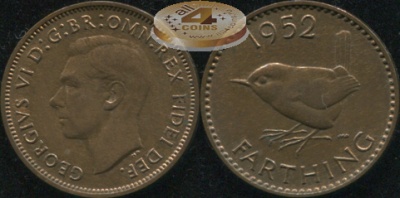 Великобритания. 1 фартинг. 1952. (Unc)