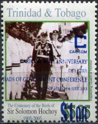 Тринидад и Тобаго. 2005. Сэр Соломон Хочой (надпечатка) (Почтовая марка. MNH OG)